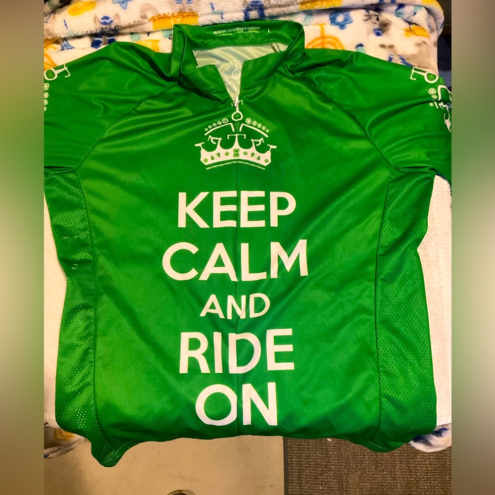 Scudopro Cycling Jersey Large “Keep Calm and Ride On” green